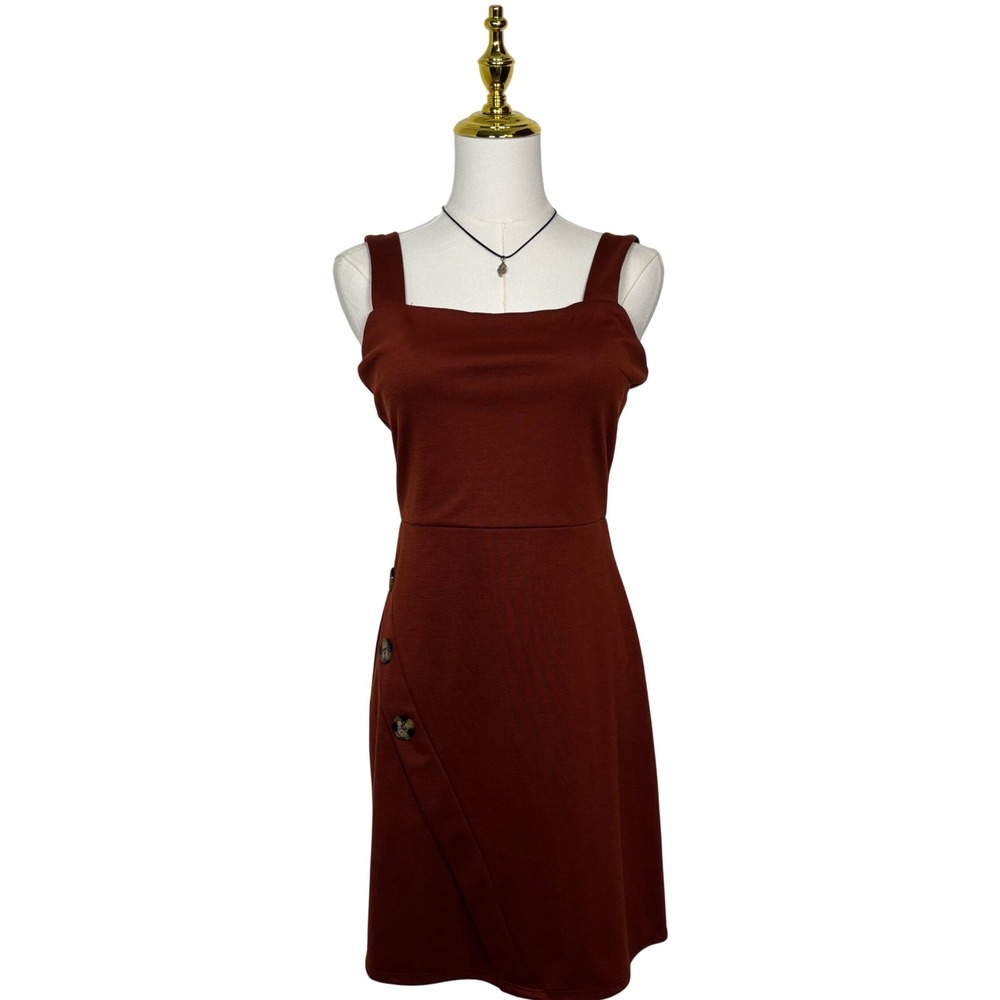 derek heart Y2K chestnut brown mini dress buttons boho earthy artsy beach hippie